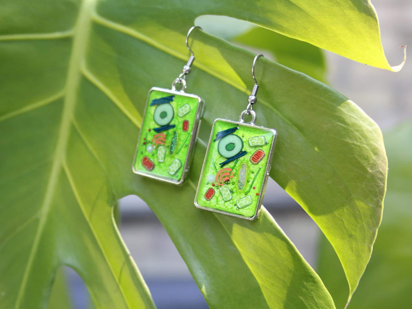 Plant Cell Earrings - Botanical Science Jewelry