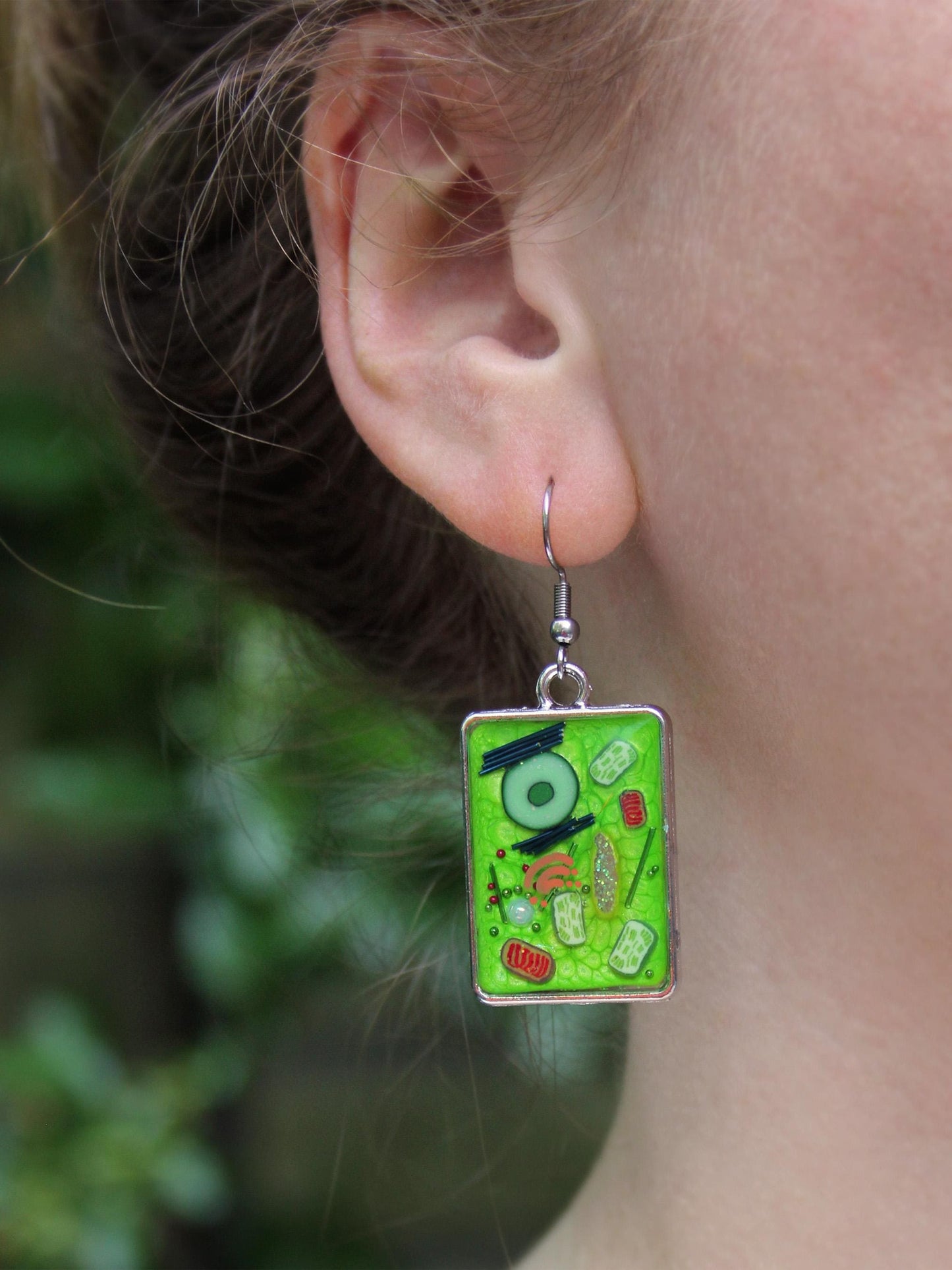 Plant Cell Earrings - Botanical Science Jewelry