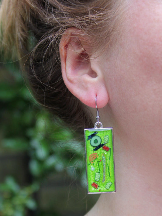 Large Plant Cell Earrings - Botanical Science Jewelry